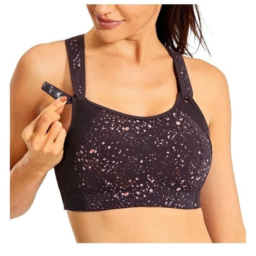 SYROKAN Women's 32E Sports Bra Front Adjustable High Impact Support Wireless